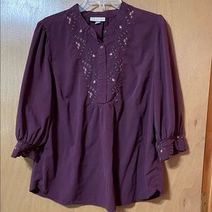 Knox Rose Plum Blouse with Embroidery